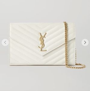 Saint Laurent - Monogramme Textured-leather Shoulder Bag - Cream